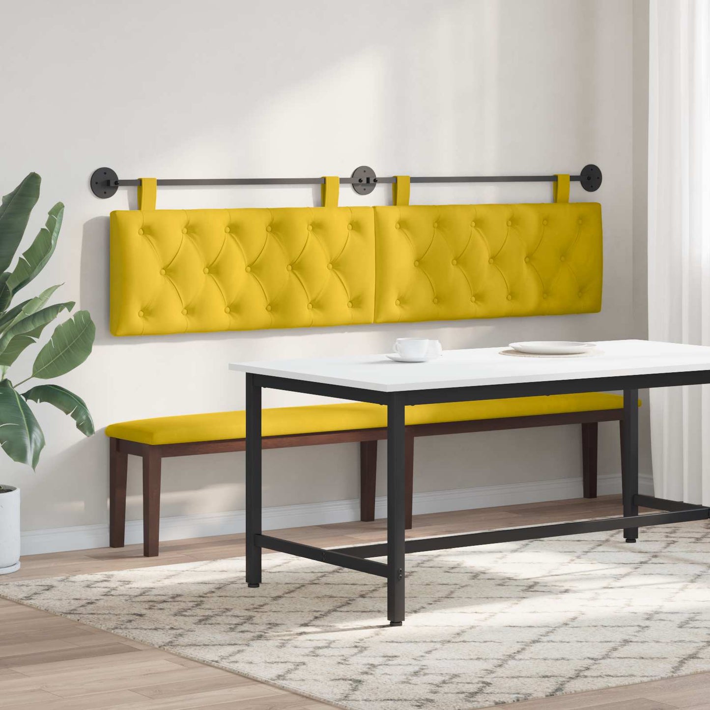 Testiera sospesa Con luce LED Giallo Velluto | homemem39