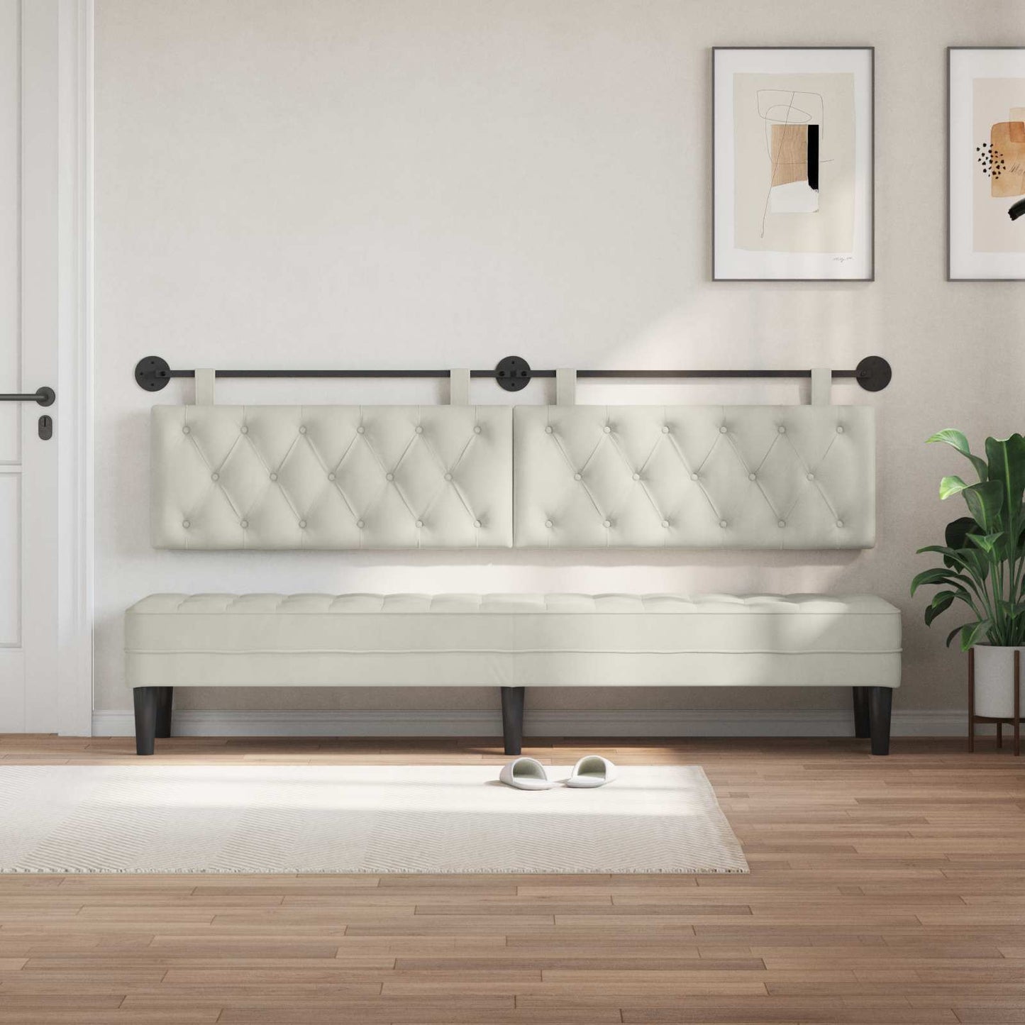 Testiera sospesa Con luce LED Crema Velluto