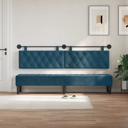 Testiera sospesa Con luce LED Blu Velluto