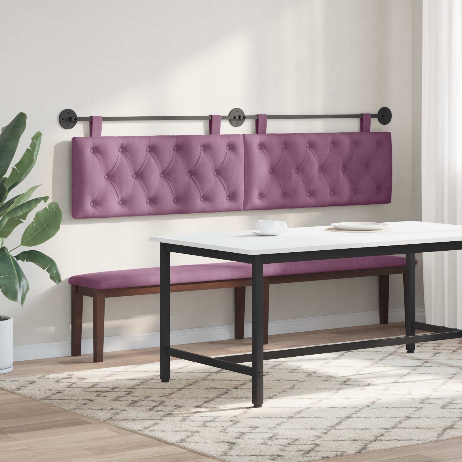 Testiera sospesa Con luce LED Viola Velluto | homemem39
