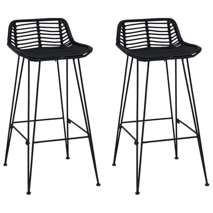 Sgabello da bar 2 pcs Nero 44 x 46 x 91 cm Rattan e acciaio | homemem39