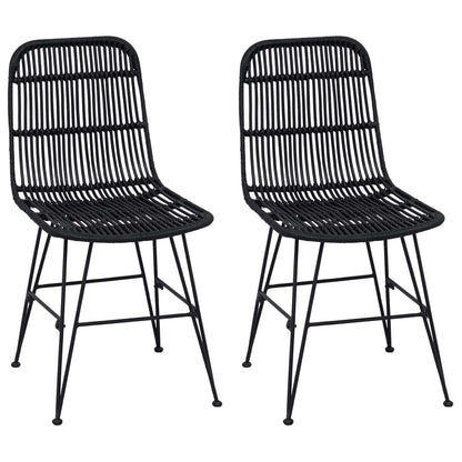 Sedia da pranzo 2 pcs Nero 41 x 55 x 85 cm Rattan e acciaio