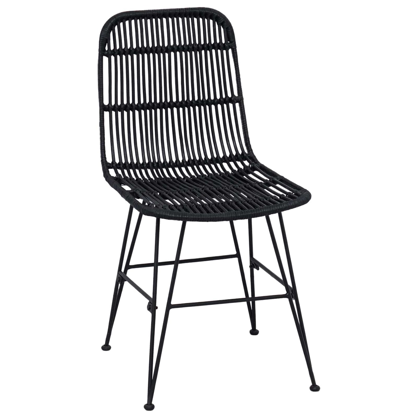 Sedia da pranzo 2 pcs Nero 41 x 55 x 85 cm Rattan e acciaio | homemem39