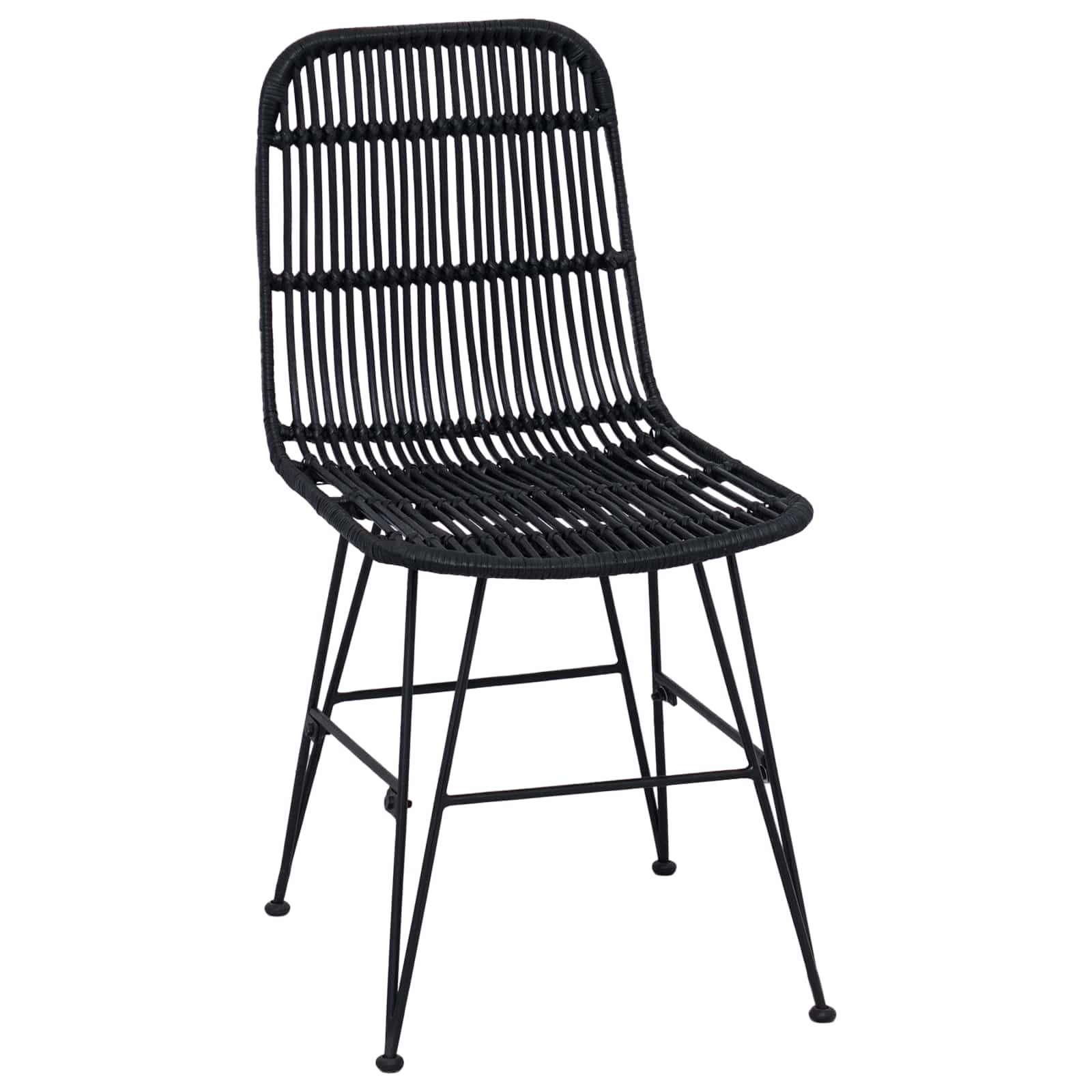 Sedia da pranzo 2 pcs Nero 41 x 55 x 85 cm Rattan e acciaio | homemem39