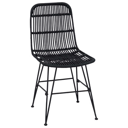 Sedia da pranzo 2 pcs Nero 41 x 55 x 85 cm Rattan e acciaio | homemem39