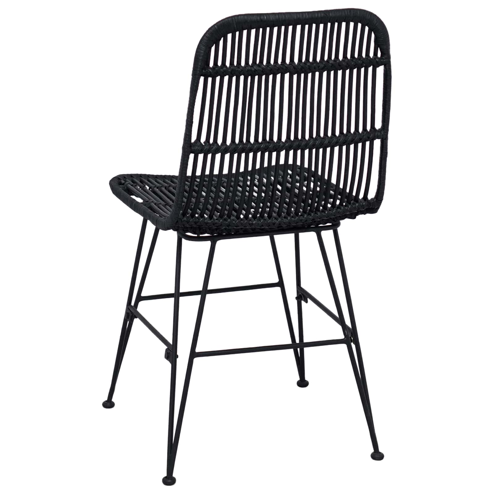 Sedia da pranzo 2 pcs Nero 41 x 55 x 85 cm Rattan e acciaio | homemem39