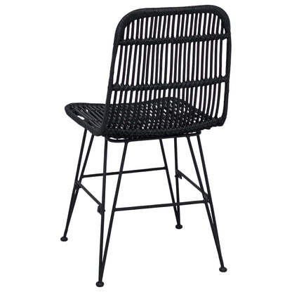 Sedia da pranzo 2 pcs Nero 41 x 55 x 85 cm Rattan e acciaio | homemem39