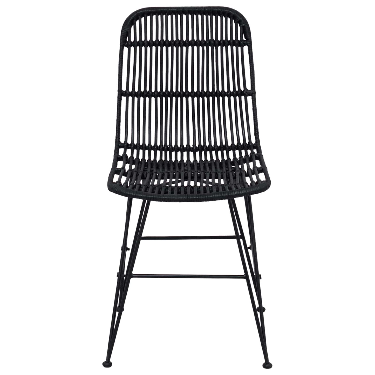 Sedia da pranzo 2 pcs Nero 41 x 55 x 85 cm Rattan e acciaio | homemem39