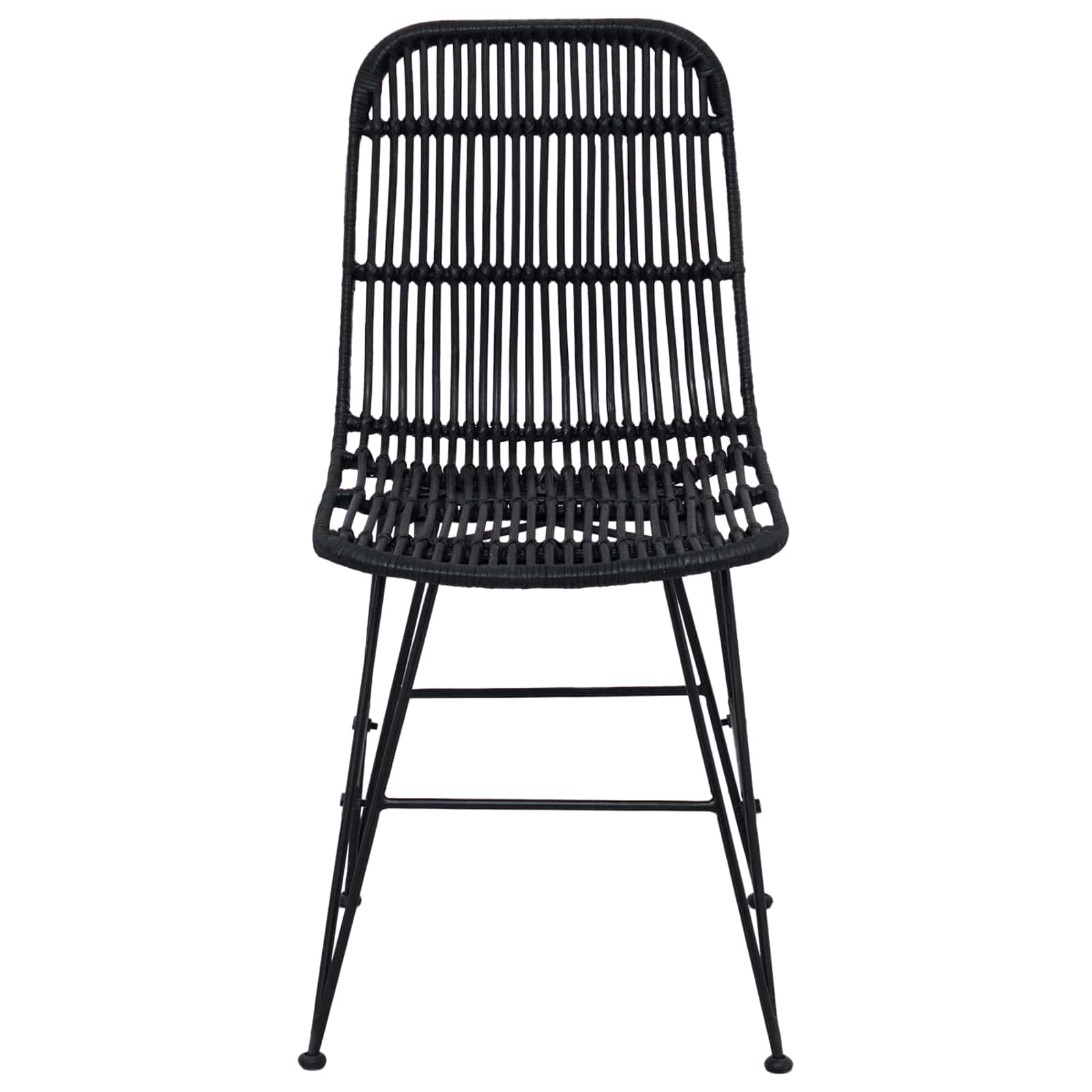 Sedia da pranzo 2 pcs Nero 41 x 55 x 85 cm Rattan e acciaio | homemem39