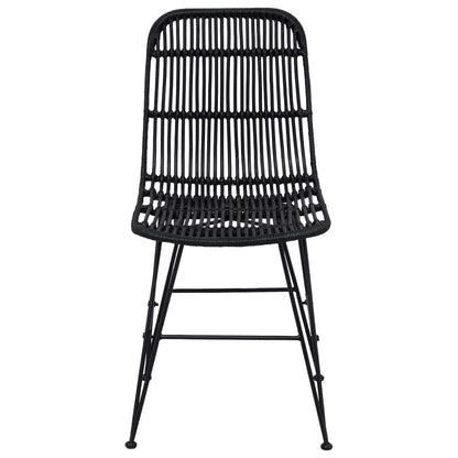 Sedia da pranzo 2 pcs Nero 41 x 55 x 85 cm Rattan e acciaio | homemem39