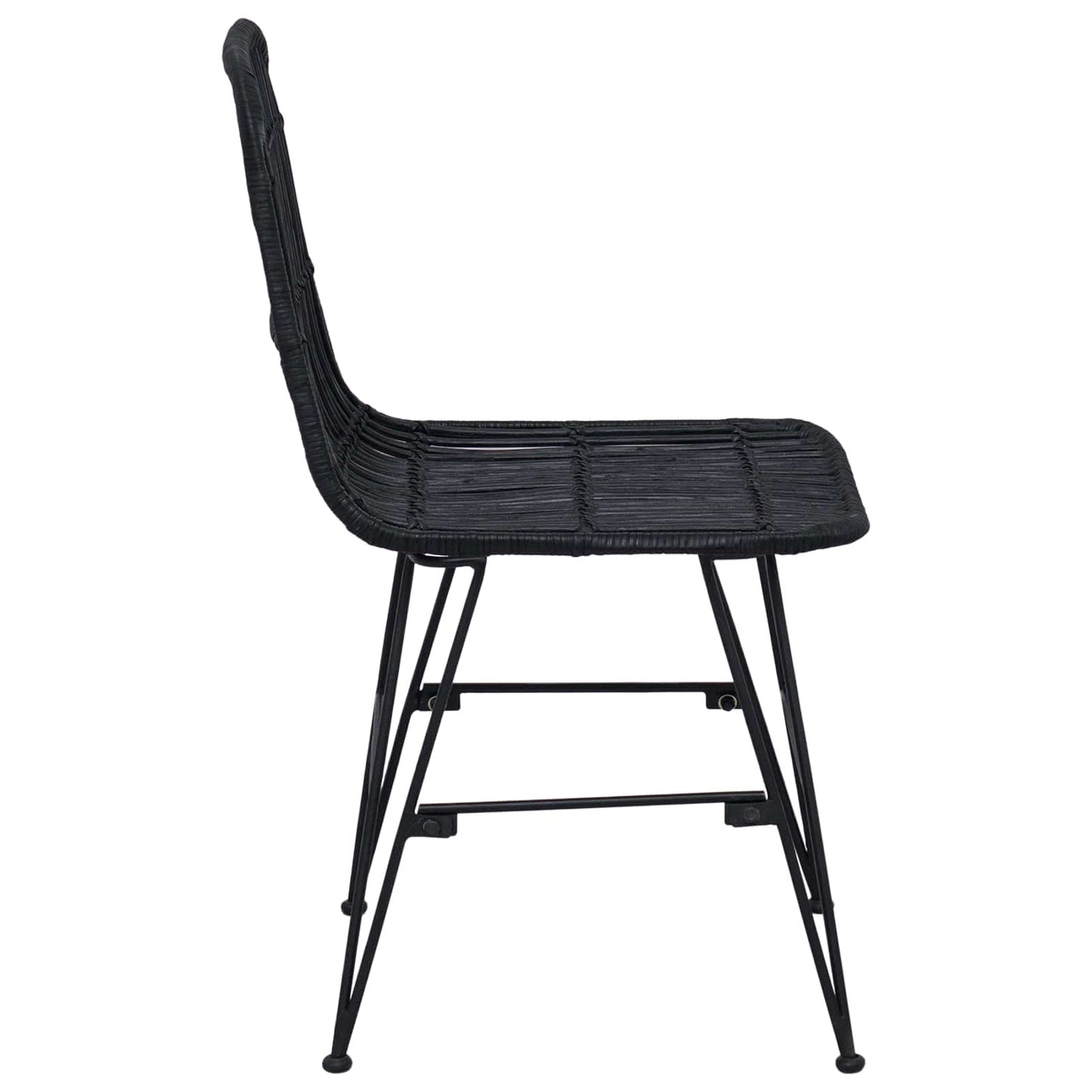 Sedia da pranzo 2 pcs Nero 41 x 55 x 85 cm Rattan e acciaio | homemem39