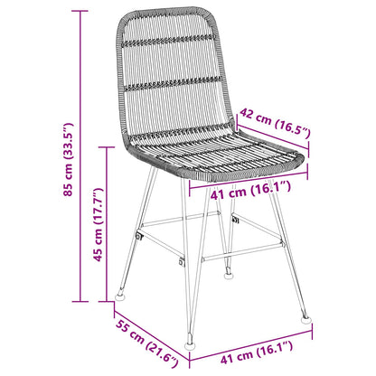 Sedia da pranzo 2 pcs Nero 41 x 55 x 85 cm Rattan e acciaio | homemem39