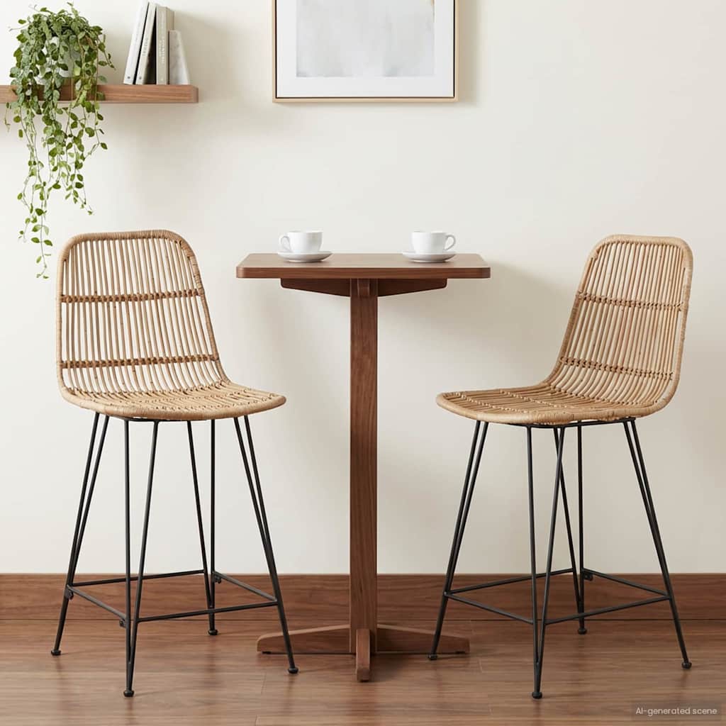 Sgabello da bar 2 pcs Naturale 44 x 54 x 96 cm Rattan e acciaio | homemem39