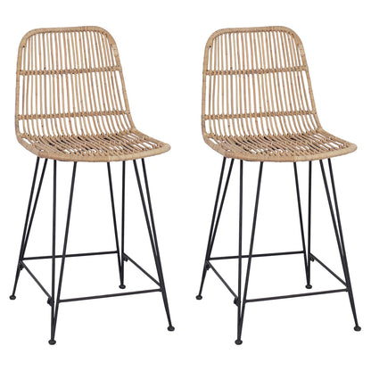 Sgabello da bar 2 pcs Naturale 44 x 54 x 96 cm Rattan e acciaio | homemem39