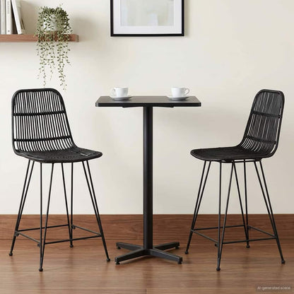 Sgabello da bar 2 pcs Nero 44 x 54 x 96 cm Rattan e acciaio | homemem39