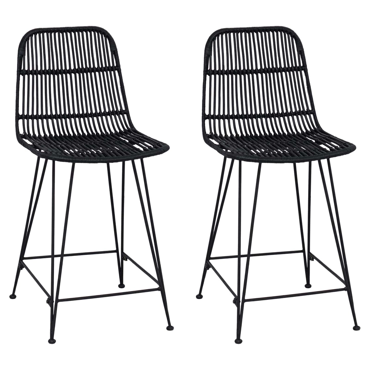 Sgabello da bar 2 pcs Nero 44 x 54 x 96 cm Rattan e acciaio | homemem39