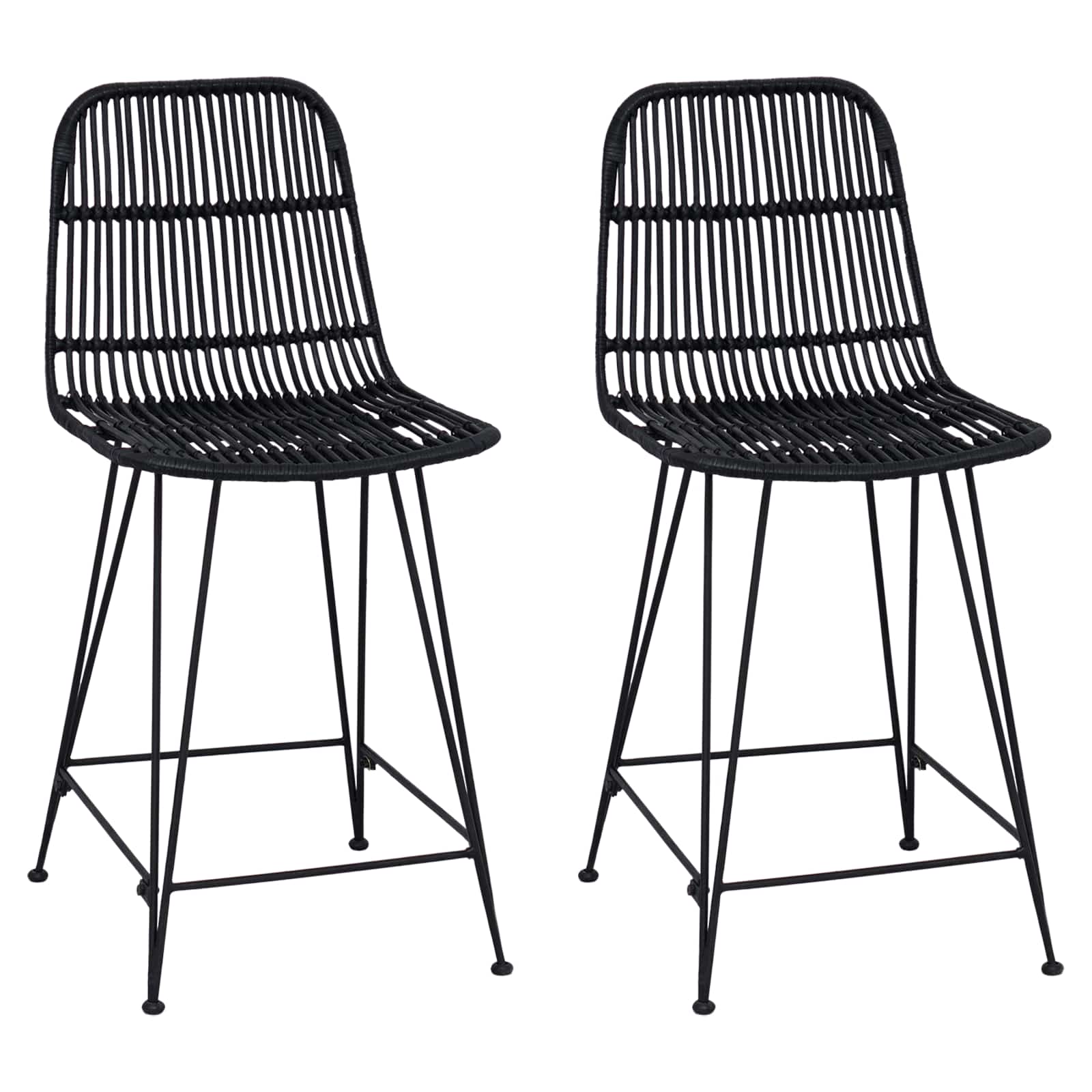 Sgabello da bar 2 pcs Nero 44 x 54 x 96 cm Rattan e acciaio | homemem39