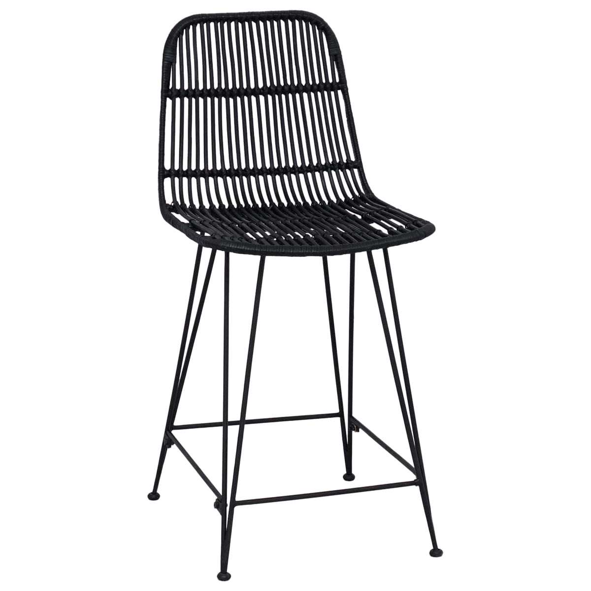 Sgabello da bar 2 pz Nero 44 x 54 x 96 cm Rattan e acciaio
