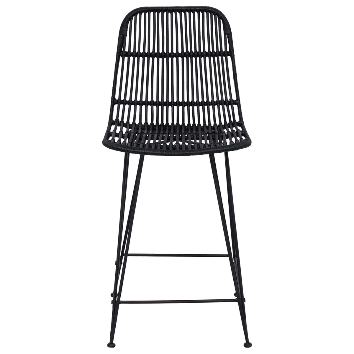 Sgabello da bar 2 pz Nero 44 x 54 x 96 cm Rattan e acciaio