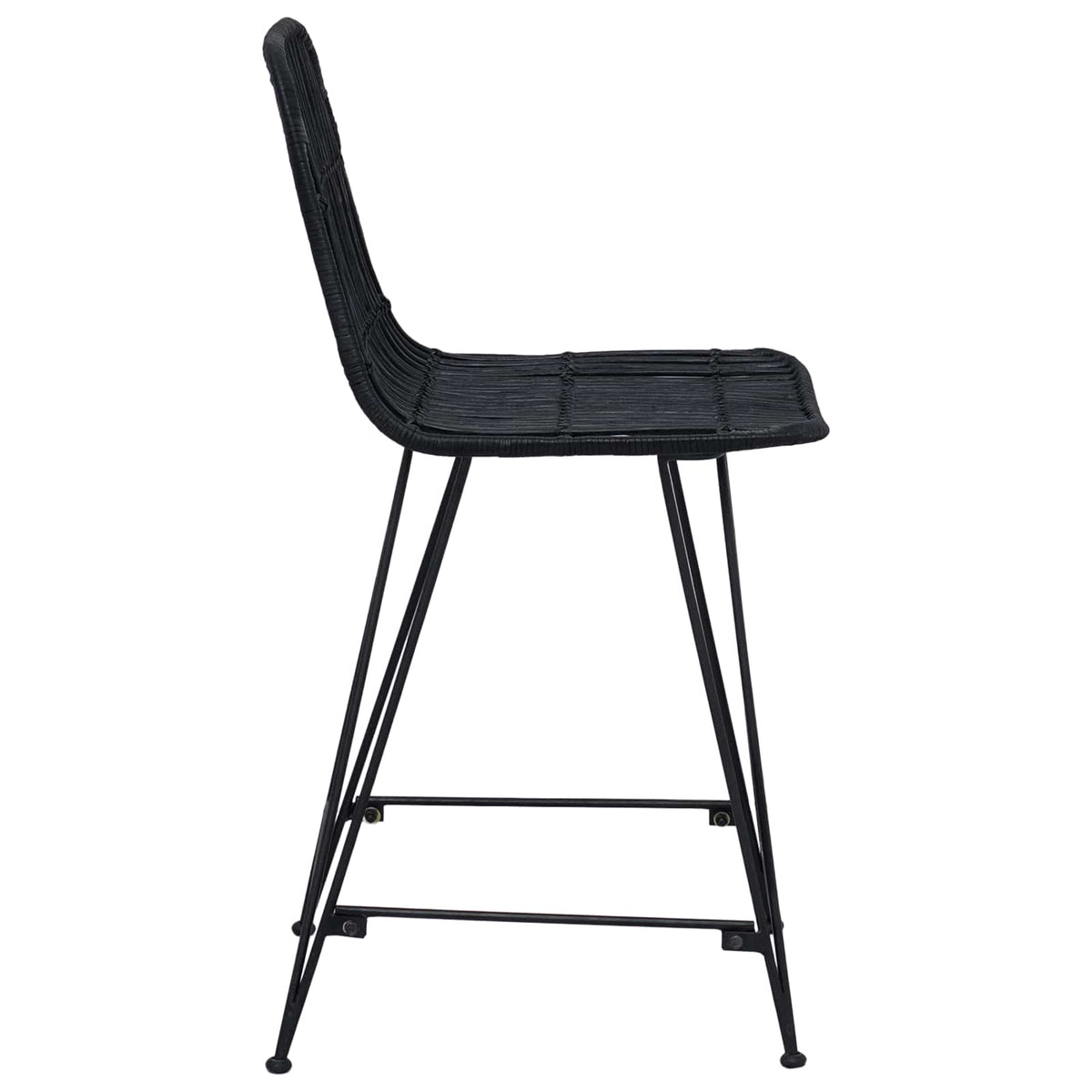 Sgabello da bar 2 pz Nero 44 x 54 x 96 cm Rattan e acciaio