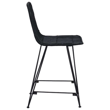 Sgabello da bar 2 pz Nero 44 x 54 x 96 cm Rattan e acciaio