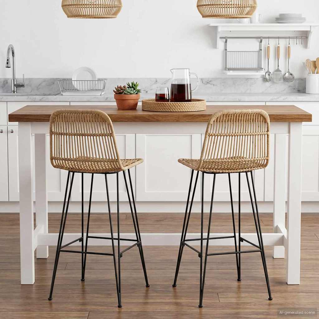 Sgabello da bar 2 pcs Naturale 44 x 55 x 109 cm