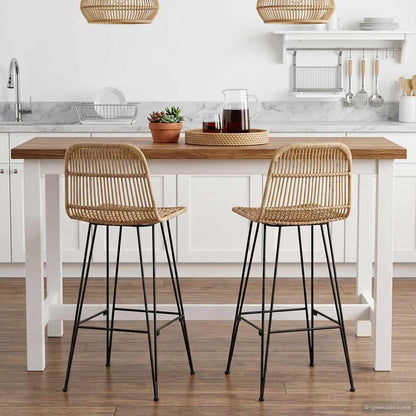Sgabello da bar 2 pcs Naturale 44 x 55 x 109 cm