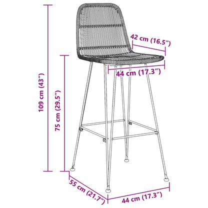 Sgabello da bar 2 pcs Naturale 44 x 55 x 109 cm | homemem39