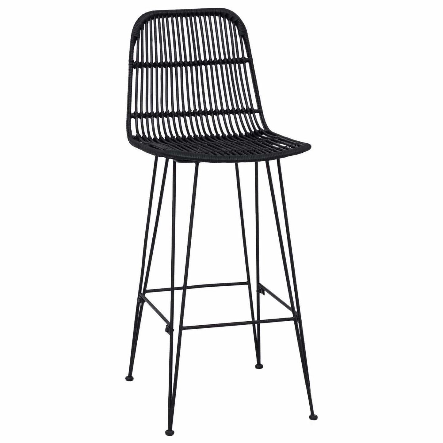 Sgabello da bar 2 pcs Nero 44 x 55 x 109 cm Rattan e acciaio | homemem39