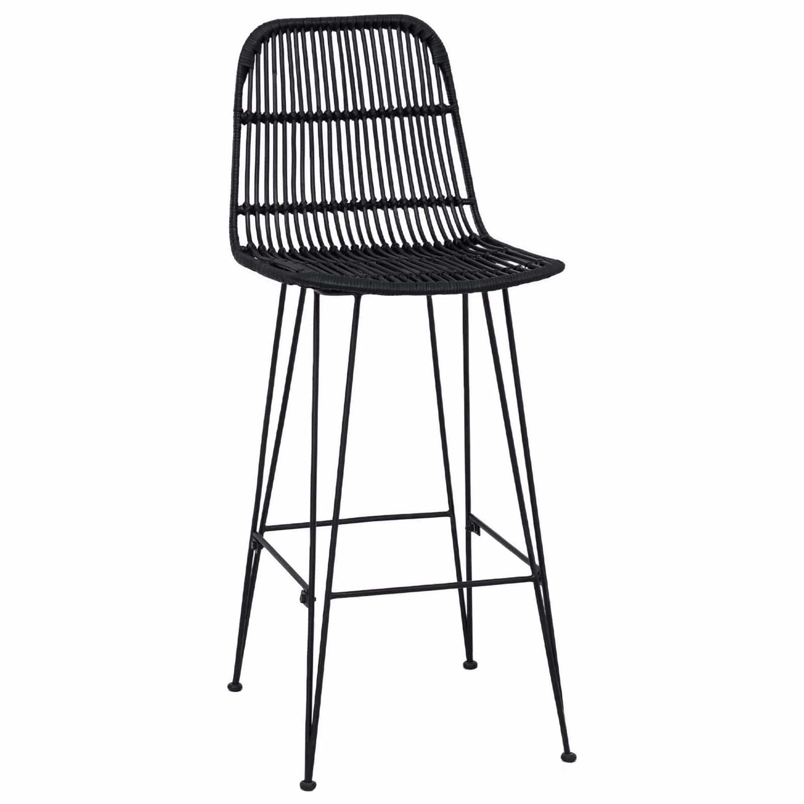 Sgabello da bar 2 pcs Nero 44 x 55 x 109 cm Rattan e acciaio | homemem39