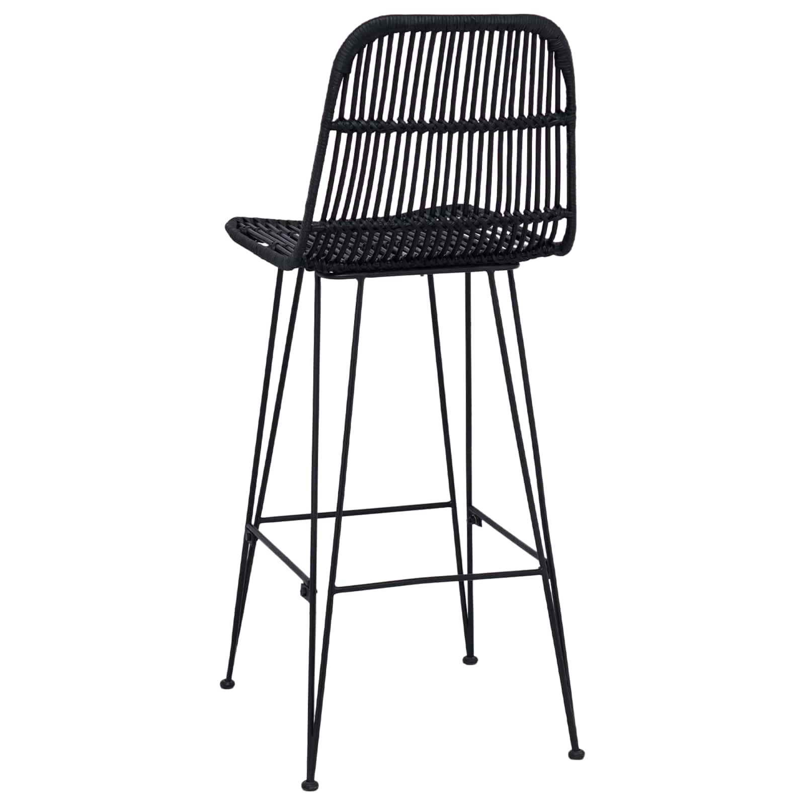 Sgabello da bar 2 pcs Nero 44 x 55 x 109 cm Rattan e acciaio | homemem39
