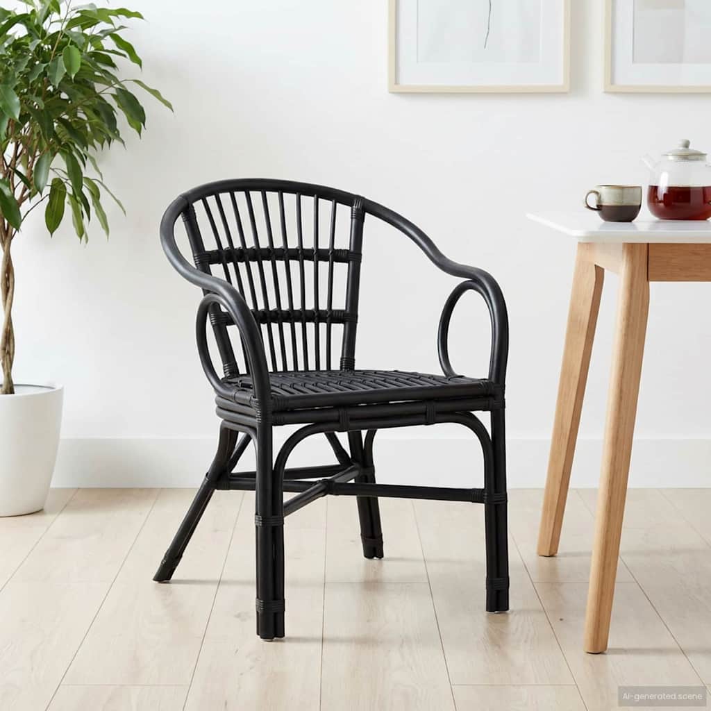Sedia Impilabile Nero 58 x 60 x 81 cm Rattan | homemem39