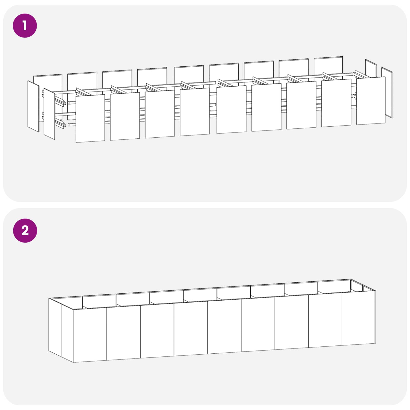Vaso da giardino Argento 360 x 80 x 60 cm Acciaio Inox | homemem39