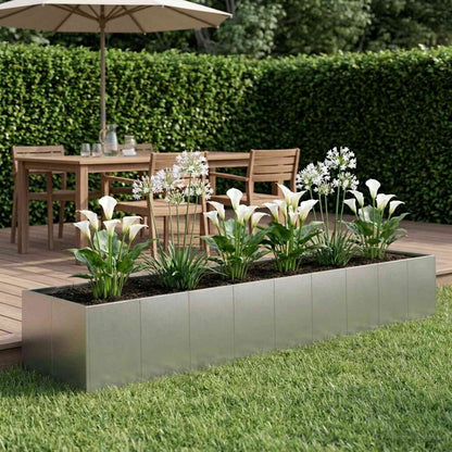 Vaso da giardino Argento 360 x 80 x 60 cm Acciaio Inox | homemem39
