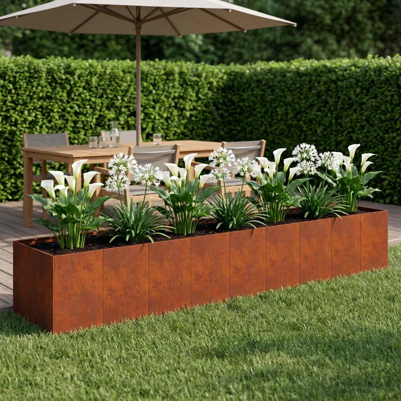 Vaso da giardino Ruggine 360 x 80 x 60 cm Acciaio Corten | homemem39