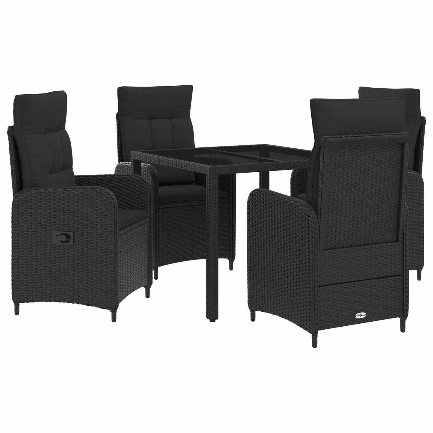 Set da pranzo per esterni 5 pcs Nero 90 x 90 x 75 cm polyrattan | homemem39