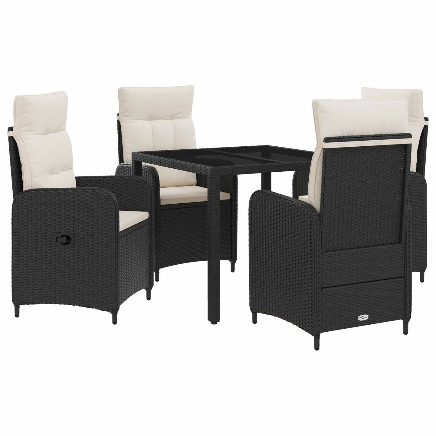 Set da pranzo per esterni 5 pcs Nero e Bianco Crema | homemem39