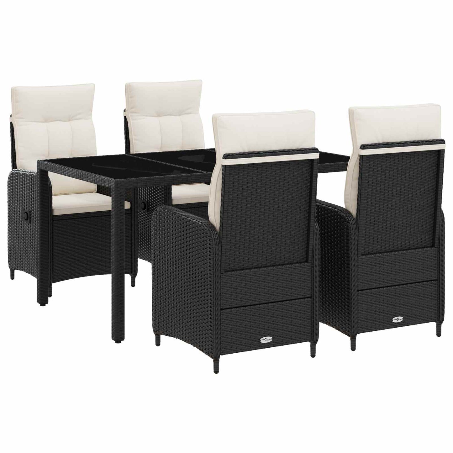 Set da pranzo per esterni 5 pcs Nero e Bianco Crema