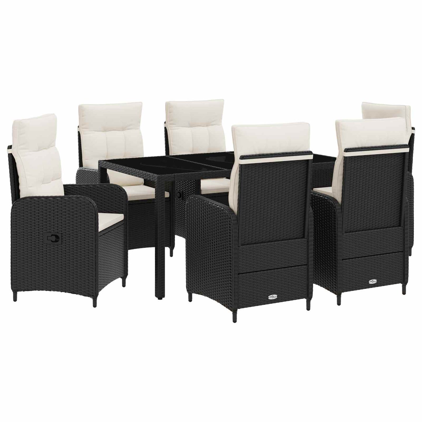 Set da pranzo per esterni 7 pcs Nero e Bianco Crema | homemem39