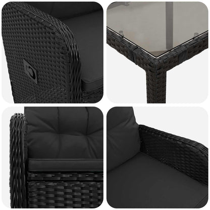 Set da pranzo per esterni 7 pcs Nero 190 x 90 x 75 cm | homemem39