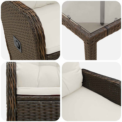 Set da pranzo per esterni 5 pcs Marrone e Bianco Crema