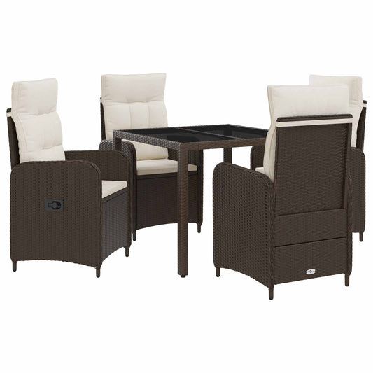 Set da pranzo per esterni 5 pcs Marrone e Bianco Crema