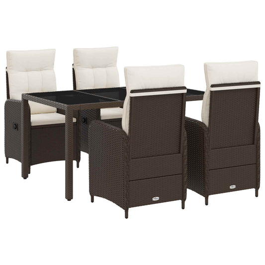 Set da pranzo per esterni 5 pcs Marrone e Bianco Crema