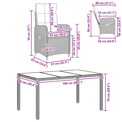 Set da pranzo per esterni 5 pcs Grigio chiaro e grigio scuro | homemem39