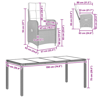 Set da pranzo per esterni 9 pcs Grigio chiaro e grigio scuro | homemem39
