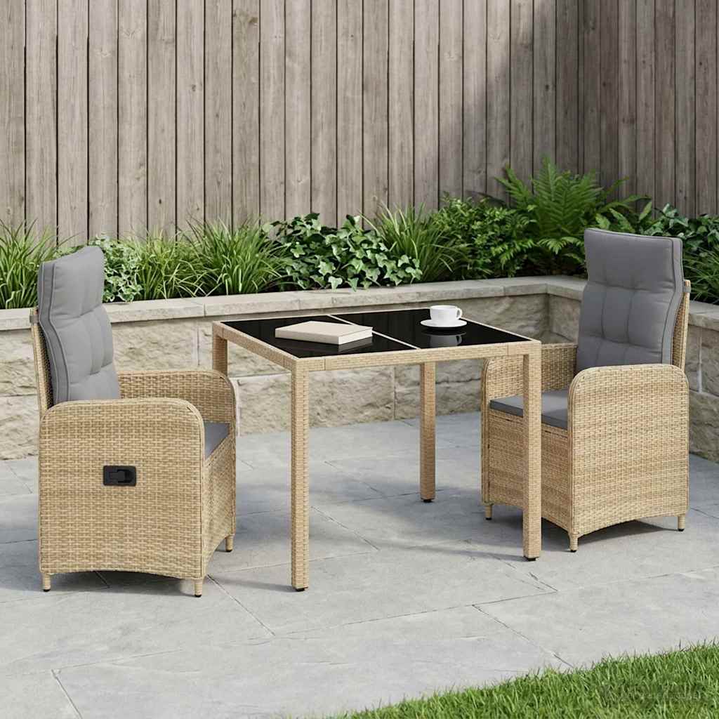 Set da pranzo per esterni 3 pcs Beige e Grigio Chiaro