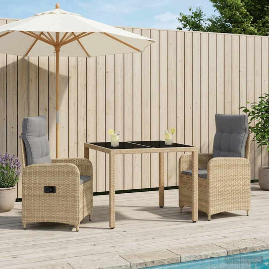 Set da pranzo per esterni 3 pcs Beige e Grigio Chiaro