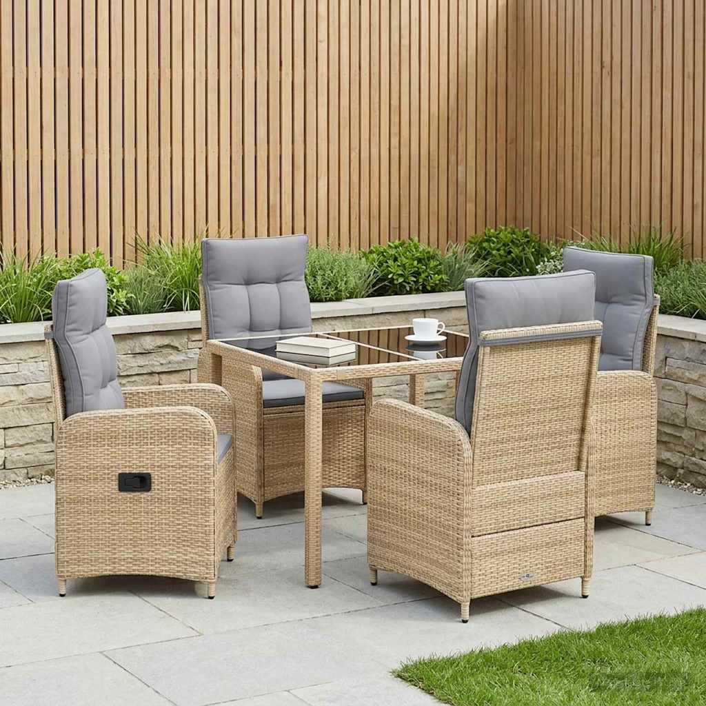 Set da pranzo per esterni 5 pcs Beige e Grigio Chiaro