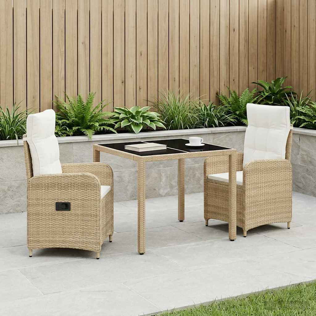 Set da pranzo per esterni 3 pcs Beige e Bianco Crema