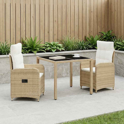 Set da pranzo per esterni 3 pcs Beige e Bianco Crema